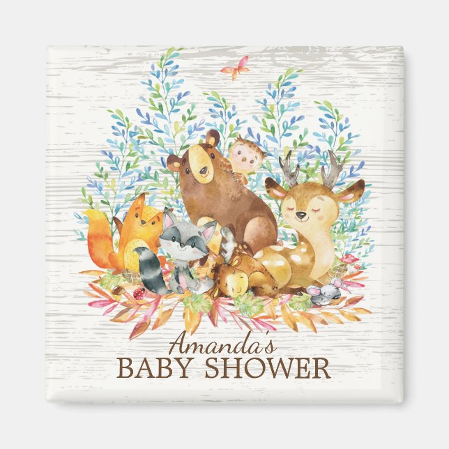 Aimant Animaux de bois Baby shower neutre Favoriser l'aim (Devant)