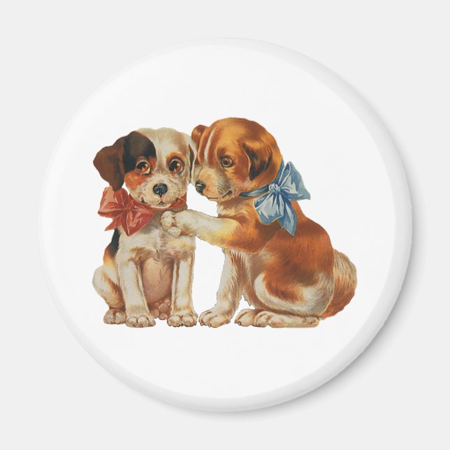 Aimant Animaux de compagnie vintages, Chiot Love Puppies  (Devant)