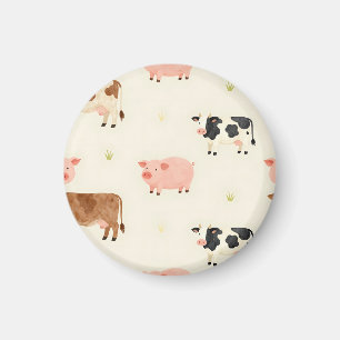 Aimant Animaux de Ferme Aquarelle Motif Mignon