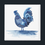 Aimant Animaux de ferme bleu Cobalt - Coq<br><div class="desc">Cobalt Farm Animals IV par Grace Popp. Présente un coq dans une couleur bleu cobalt profonde avec une variété de conceptions, </div>