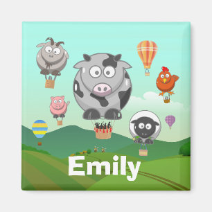 Aimant Animaux de la ferme à ballon à air chaud Personnal