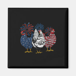 Aimant Animaux de poulet américains drôle 4 juillet feu
