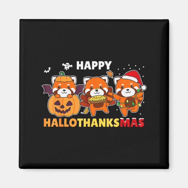 Aimant Animaux drôles pour les fêtes Red Panda Noël (Devant)