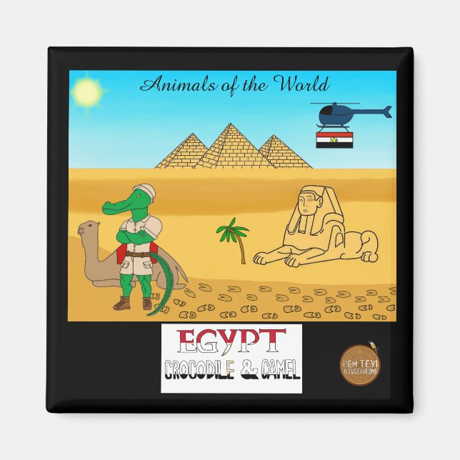 Aimant Animaux du Monde, Égypte : Crocodile & Chameau (Devant)