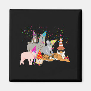 Aimant Animaux faisant la fête Animaux mignons faisant la