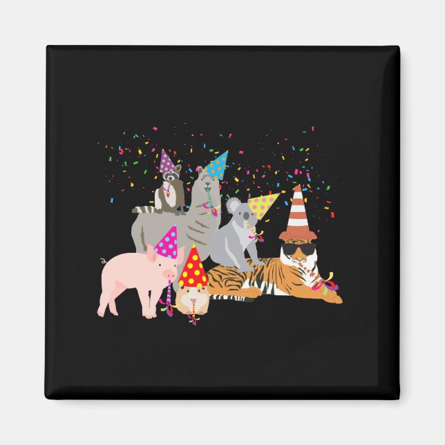 Aimant Animaux faisant la fête Animaux mignons faisant la (Devant)