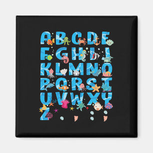 Aimant Animaux Marins Mignons Alphabet Drôle Été Abcs T D