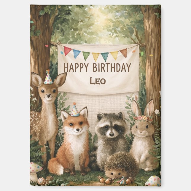 Aimant Animaux mignons célébrant un anniversaire avec une (Recto)
