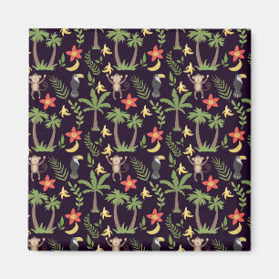 Aimant Animaux tropicaux motif sans couture singe & ara m