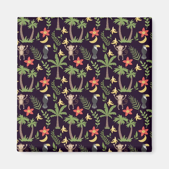 Aimant Animaux tropicaux motif sans couture singe & ara m (Devant)