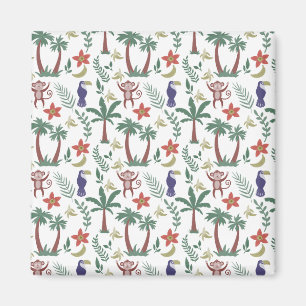 Aimant Animaux tropicaux sans soudure motif macaw et sing