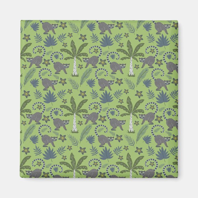 Aimant Animaux tropicaux sans soudure motif vert et gris (Devant)