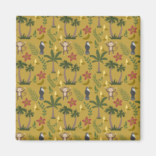 Aimant Animaux tropicaux singe motif sans soudure, macaw