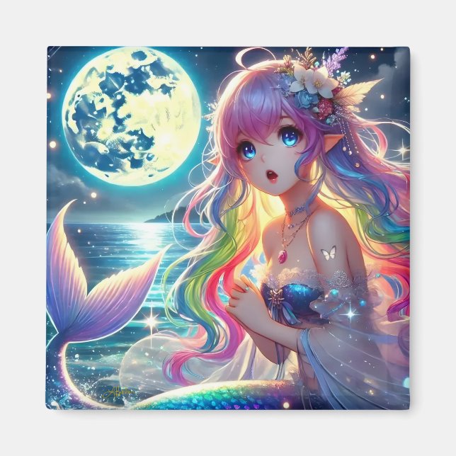Aimant Anime Girl chanter Moonlight Pixie Rainbow Mermaid (Devant)