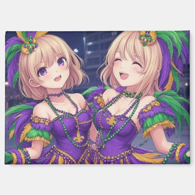 Aimant Anime Girls Mardi Gras (Recto)