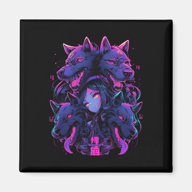 Aimant Anime Manga Cyberpunk Techwear Esthétique Harajuku (Devant)