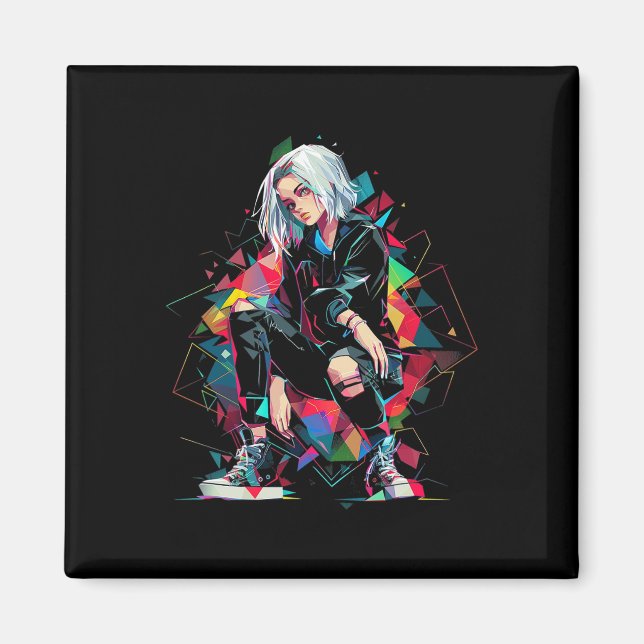 Aimant Anime Manga Graphisme Polygone Art Anime (Devant)