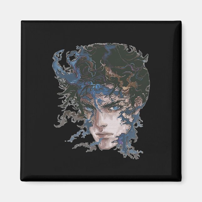 Aimant Anime Manga Motif Bleu yeux Art Anime (Devant)