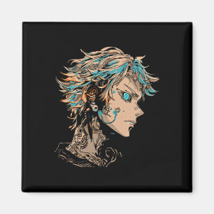 Aimant Anime Manga Motif Les yeux bleus Illustration Anim