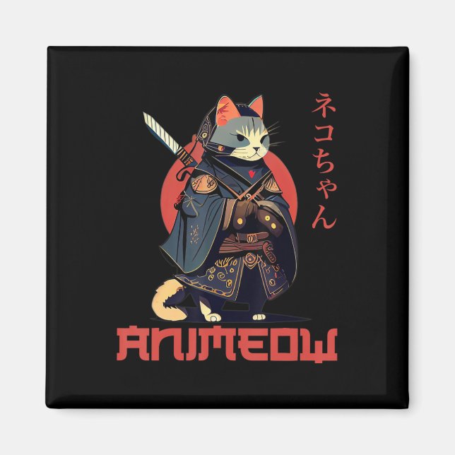 Aimant ANIMEOW Fun Cute Samurai Kawaii Chat Ninja Costume (Devant)