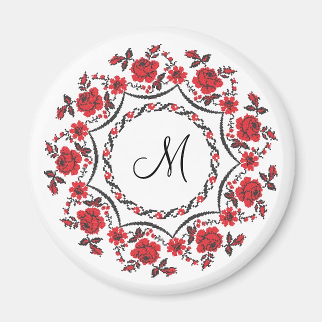 Aimant Anneau rose Monogramme personnalisé initial (Devant)