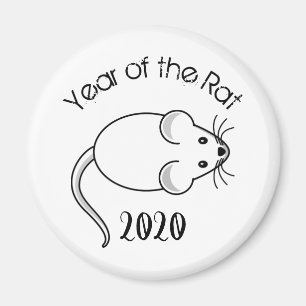 Aimant Année de la souris Rat 2020 avec texte