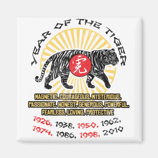 Aimant Année des qualités du tigre (Devant)