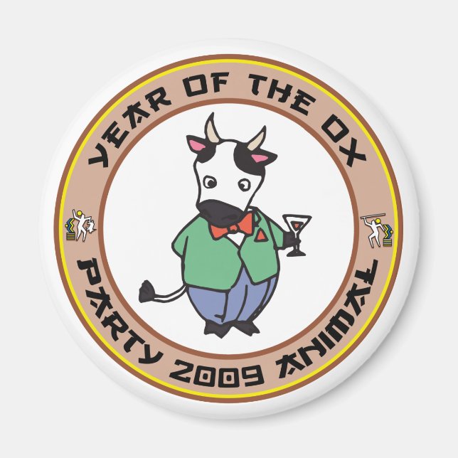 Aimant Année du cadeau Ox (Devant)