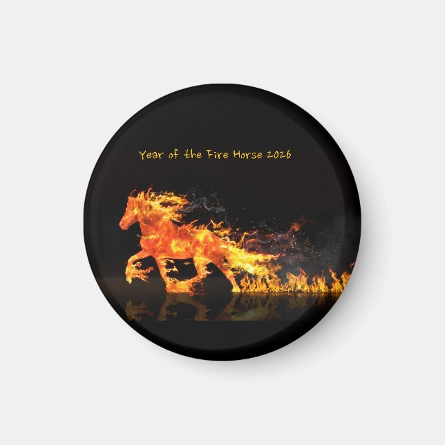 Aimant Année du Cheval 2026 (Cheval de Feu}  (Devant)