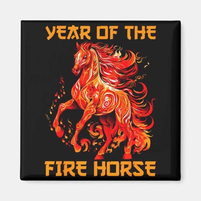 Aimant Année du cheval de feu Bonne année lunaire chinois (Devant)