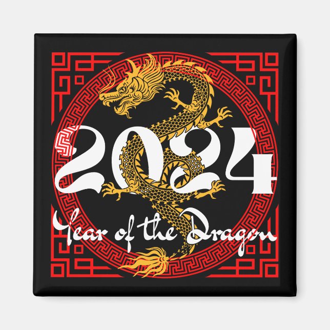 Aimant Année du Dragon 2024 Zodiac chinois (Devant)