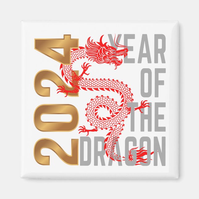 Aimant Année du dragon Année 2024 Zodiac chinois (Devant)