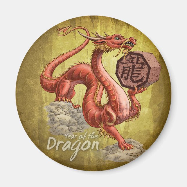 Aimant Année du Dragon Zodiac chinois Art (Devant)
