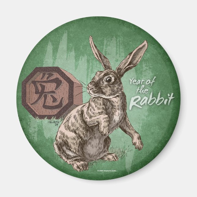 Aimant Année du lapin Zodiac chinois Art (Devant)