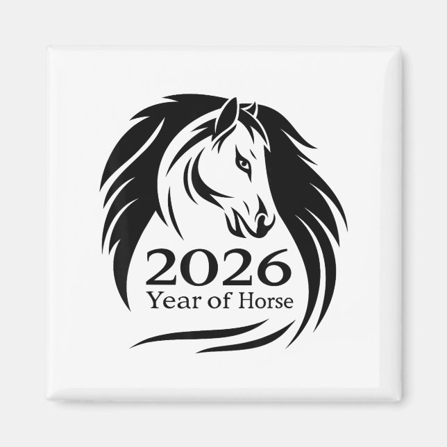 Aimant Année festive de l'année du cheval de feu 2026 Nou (Devant)
