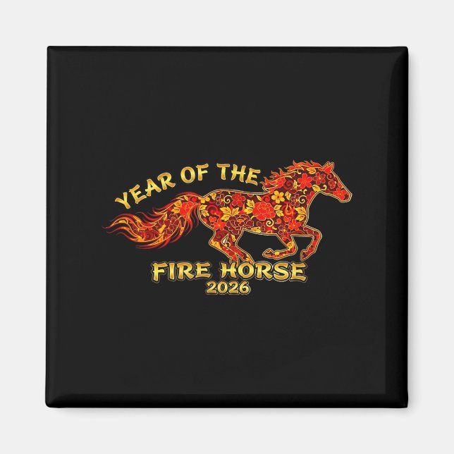 Aimant Année lunaire du zodiaque chinois du cheval de feu (Devant)