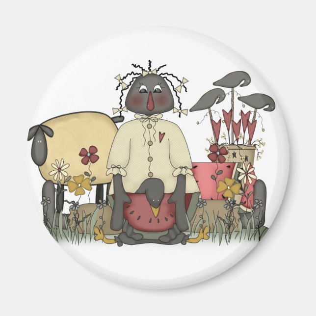 Aimant Annie Doll Moutons et corbeaux (Devant)