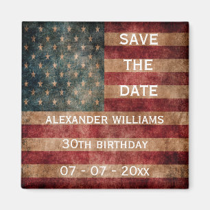 Aimant Anniversaire 30 ans Vintage Grunge USA Stars & Str