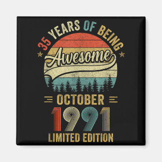 Aimant Anniversaire 35 ans Octobre 1991 Vintage 35 ans