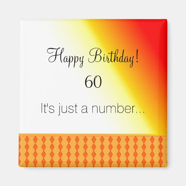 Aimant Anniversaire 60 ans motif orange (Devant)