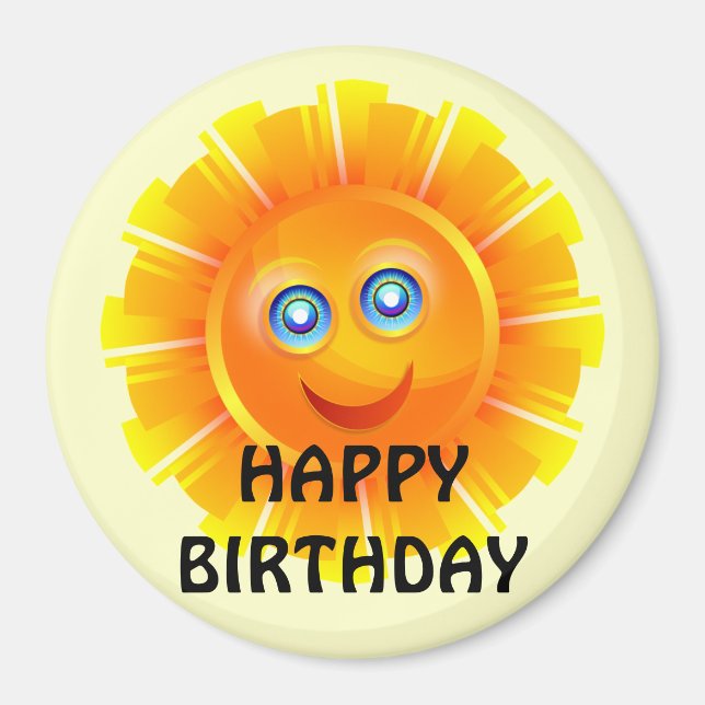 Aimant ANNIVERSAIRE : Autocollant d'anniversaire Sunshine (Devant)