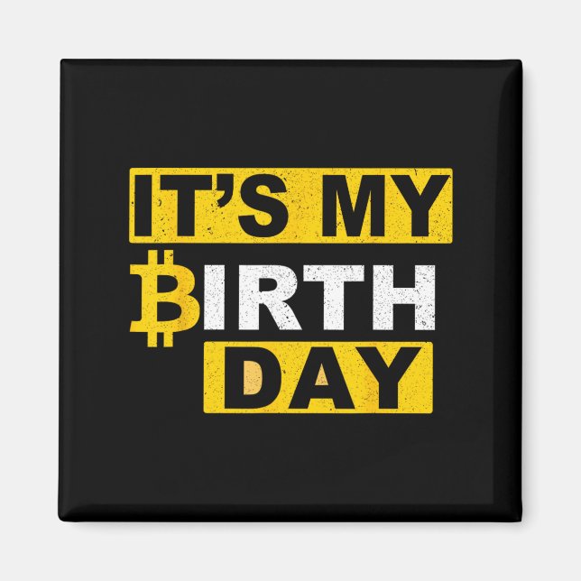 Aimant Anniversaire Btc Crypto Anniversaire Bitcoin B-Day (Devant)