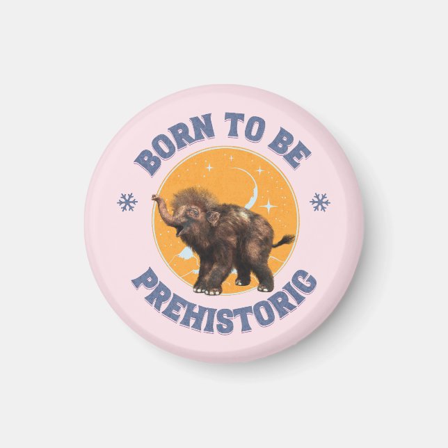 Aimant Anniversaire de bébé mammouth préhistorique drôle (Devant)