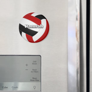 Aimant anniversaire de enfant de volley-ball noir rouge