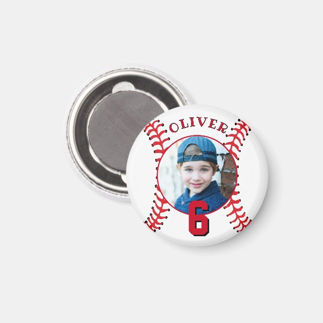 Aimant Anniversaire de enfant du baseball Ball Photo (Recto/Verso)