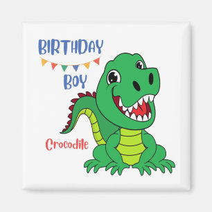 Aimant anniversaire de garçon de crocodile, anniversaire