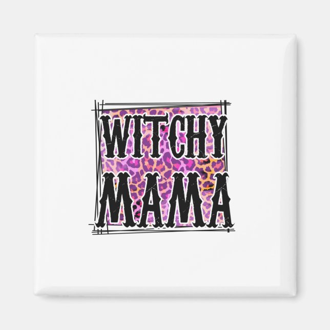 Aimant Anniversaire de Halloween Leopard Witchy Mama (Devant)