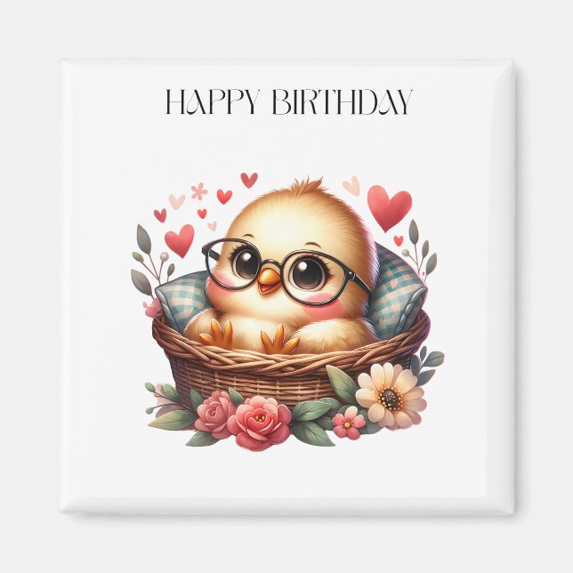 Aimant Anniversaire de la poule intelligente (Devant)
