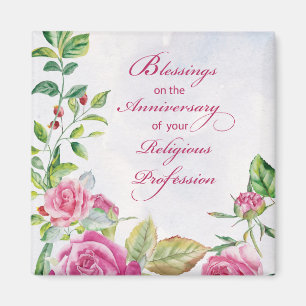 Aimant Anniversaire de la profession religieuse Roses ros