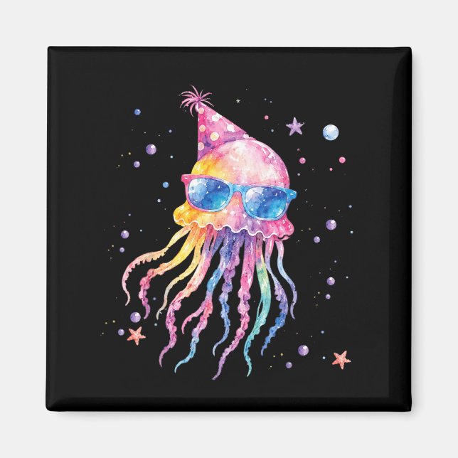 Aimant Anniversaire de la Sirène Méduse Été Assorti (Devant)